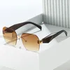 Sunglasses YOOSKE Fashion Rimless For Women Designer Frameless Sun Glassees Vintage Rhombic Mirror Leg Eyewear