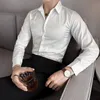 Chemises pour hommes New Fi Brzing Chemise sociale pour hommes Lg Sleeve All Match Slim Fit Casual Elegant Prom Tuxedo Dr Black 4XL S0ub #
