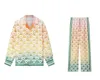 Casablanca Summer Hawaiian Silk Shirts Designer Män och kvinnor sätter långa byxa spårdräkter