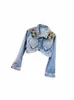 Fi Marca Industria Pesante Rivetti Lg-Sleeved Giacca di jeans da donna 2023 Primavera e Autunno New Fi Breve Cappotto di jeans femminile 89jC #