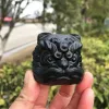 Sculture 5 cm Naturale Black Obsidian Dancing Lion Head Statue Crafoglio intagliato a mano Cute Ornament Decorazione per la casa Gift 1PCS