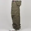 Pantaloni da uomo Taglie Forti Cargo Pantaloni Lunghi a Gamba Dritta a Lunghezza Intera Maschio Casual Multi 6 Tasche Combattimento Militare Tattico Nero Estate