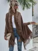 Zimowe futra kołnierzyki i okłady sweter sweter kobiety bohemian fringe batwing rękaw pchos płaszcz kardigany x9qf#