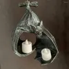 Candle Holders Mysterious Bat Wall Art Spooky Gothic Tealight Holder Realistic Shape Eco-friendly Resin Decor For Halloween