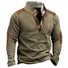 Sweats à capuche pour hommes Sweatshirts Nouveau Automne Hiver Homme Casual Col Montant Butted Pull Top Vintage Waffed Patchwork Extérieur À Capuchon R4BF #