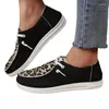 Casual Shoes 2024 For Women Lace Up Women's Vulcanize Fashion Leopard Print Round Head bekvämt