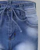 Kvinnors shorts Summer Fi High midja Bundet detaljerad detalj Casual Panning Pocket Design Skinn ovanför knä denim shorts kvinnor kläder n0wq#