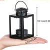 Candle Holders Iron Home Decor Wrought Hanging Candlestick Glass Lantern Lamp