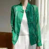 Vestes Femmes Printemps Automne Femmes Broderie Style Chinois Noir Blanc Vert Cardigan Manteau Femme Été Vintage 4XL 5XL Manteaux À Manches Longues