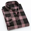 Masculino cott xadrez camisas para homens fi roupas tendências regular ajuste casual busin camisas lg manga turn-down colla topos 6639 #
