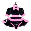 hommes Sissy verrouillable Dr Role Play Maid Dr avec Apr et culotte français gay PVC à manches courtes Dr Maid Uniforme 7XL t3PM #