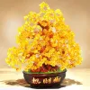 Sculture Cristallo giallo Albero di denaro Decorazione Bonsai Stile Feng Shui Ricchezza Fortuna Benedizione