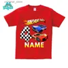 T-shirts T-shirt d'anniversaire de course pour enfants T-shirt pour enfants de 5 ans et 2 ans Fête pour enfants Garçons Été Nom personnalisé T-shirt pour bébé d'âge préscolaire24328