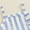 Clothing Sets 2024 Summer Baby Girls 2 Piece Set Square Neck Striped Cami Tops Elastic Waist Shorts With Belt Infant Toddler Outfits