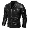 Cuir pour hommes Faux cuir 2022 hiver veste en cuir noir hommes doublé de fourrure veste de moto chaude mince rue mode noir Biker manteau plissé conception fermeture éclair 240330