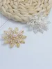 Pearl Rhinestone Snowflake Brooches for Women Girls Metal Cardigan Scarf Shawl Safety Brooches New Year Party Christmas Gifts