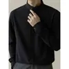 Koreaanse Fi Mannen Busin Casual Glad Shirt Lente Zomer Nieuwe Verborgen Gesp Effen Veelzijdige Casual Losse Lg Mouw Tops h0T1 #