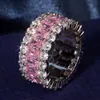 Cluster ringen eeuwigheid roze saffier diamanten ring 925 sterling zilver Bijou engagement trouwring voor vrouwen bruids fijne partij Je2457