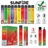 Authentic Sunfire 700 Puffs TPD Disposable Vape 2ml Prefilled 10 Registered Flavours 20mg E-Cigarettes Not Rechargeable 550mAh Battery Vapor Device OEM Vape Pen Kit