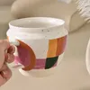 Mugs High Beauty Ceramic Cup Creative Geometric Color Matching Mug Home With Handle Breakfast Drinking Office Coffee