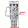 Large Capacity Leopard Print Stainless Steel Tumbler with Handle - Leakproof, Vacuum Insulated Cup for Car, Outdoor Sports, and More