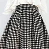 Skirts Matakawa Autumn Winter Woolen Women Plaid Vintage A-line High Waist Long Skirt Korean Fashion Thick Elegant