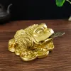 Sculptures Golden Three Legged Toad Frog Statue Sculpture Ornament Buddha Statue Resin Figurines Lucky Gifts Money Coin Home Decoration