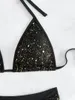 Costume da bagno donna nuovo designer Bikini nero lucido tessuto stampato bikini per le donne gonna a rete a vita alta costume da bagno 2 pezzi vacanza estiva al mare