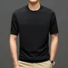 68,5% Lyocell 26,3% Cott 5,3% Silk Solid Color Knitwear T-shirt Rund Neck Lätt Kort ärm Korean Luxury Clothing E8NY#