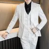 Mens White Floral One Butt Suits Party Wedding Groom Tuxedos Groomsmen 2 Piece Suit Jacket+Pants Manlig kostym Mariage Homme N21V#