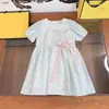 Fashion Girls Hobe Designer Kids Clothes Lettre Jacquard Ruban Baby Jupe Enfant Taille de robes 100-160 cm Robe de princesse 24MA