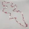 Ciondoli FoLisaCollana unica in quarzo rosa rosa per donne e ragazze regalo personalizzato intrecciato all'uncinetto perle di cristallo agata lunga