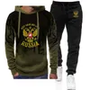 Rússia emblema ouro águia impressão 2pcs terno primavera outono moletom masculino conjunto spl tinta hoodies + calças de treino fitn roupas esportivas x1i0 #