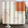 Duschvorhänge Nordic Einfache Rose Kunst Vorhang Linie Geometrische Badezimmer Trennwand Dekoration Wasserdicht Undurchsichtig mit Haken