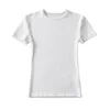 T-shirt à manches courtes et col rond pour femme, haut court et moulant, décontracté, couleur unie, été, 2024