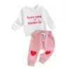 Clothing Sets Toddler Baby Girl Boy Valentine S Day Clothes Letter Print Sweatshirt Heart Pattern Pants 2 Pcs Outfit