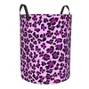 Sacos de lavanderia bonito roxo leopardo impressão cesto grande cesta de armazenamento animal sem costura meninas meninos organizador de brinquedos