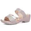 النعال النعال الحديثة شببر أنثى بلوك كعب منصة شرائح النساء 2024 High High Cheels Office Office Women's Summer Sandals