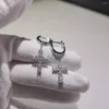 Stud Earrings 1 Pair Hip Hop Micro Paved Cubic Zirconia Bling Out Cross Earring Men Women CZ Male Fashion Jewelry Drop