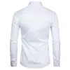 Wit Busin Dr Shirt Mannen Fi Slim Fit Lg Mouw Soild Casual Shirts Heren Werken Kantoorkleding Shirt Met Zak s-8XL q17d #