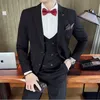 giacca + pantaloni + gilet Nuovi abiti da sposa per uomo Best Man's 3 PCS Set Abiti formali per riunioni di lavoro Abiti neri su misura e9lM #