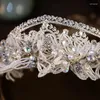 Hair Clips Barrettes Beaded Flowers Crowns Bride White Gauze Accessories Headbands Crown Drop Delivery Jewelry Hairjewelry Otnzl