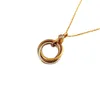 Trois tours Gold Collier CA Inravé Diamond Pendant personnalisé Colliers Designer Collier Classic Designer Bijoux Femme Mes Colliers de couple Colliers de fille Céde