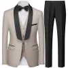 Män brittisk stil Slim Suit 3-stycken Set Jacket Vest Pants / Man Busin Gentleman High End Custom Dr Blazers Coat M-5XL F4KD#