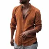 mäns vårkläder avslappnad lös man skjorta lg ärm öppen andningsbar linne skjorta fast färg rumpa män cardigan toppar h1nl#
