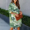 Casual Dresses Women Floral Dress Hawaii Style V Neck Mini Kort ärm Löst överdimensionerad strandanläggning bär sommarvestido