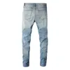 men Bandanna Paisley Print Patch Jeans Streetwear Holes Patchwork Ripped Stretch Denim Pants Distred Trousers a2Pf#