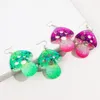 Boucles d'oreilles pendantes en acrylique champignon, couleur dégradée, pour femmes et filles, dessin animé drôle, creux, grande goutte, bijoux cadeaux de fête