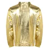 mens Metallic Shiny Jacket Fi Zipper Lg Sleeve Sweatshirt Outwear for Music Festival Club Dance Party Stage Performance F5eK#