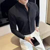 2023 novos homens busin casual lg camisa de manga para masculino cor sólida dr camisas coreano fi fino ajuste camisas de alta qualidade y71 z92p #